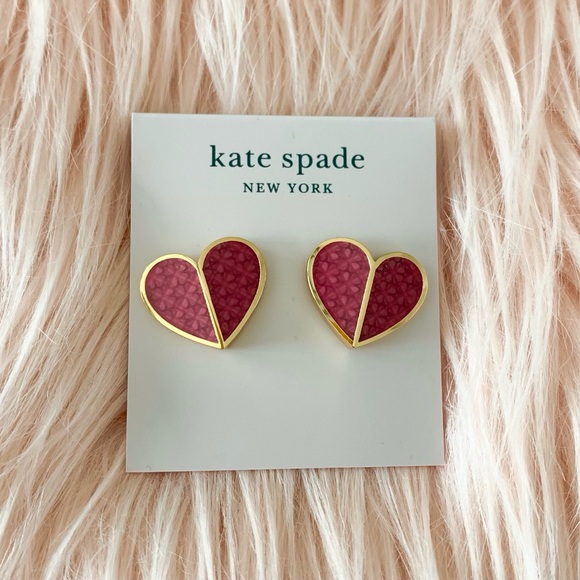New! Kate Spade pink & gold heart earrings